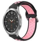 For Samsung  Galaxy Watch 4 Classic 46mm 20mm Perforated Breathable Sports Silicone Watch Band(Black+Pink) - 1