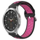 For Samsung  Galaxy Watch 4 Classic 46mm 20mm Perforated Breathable Sports Silicone Watch Band(Black+Rose Red) - 1