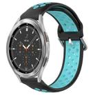 For Samsung  Galaxy Watch 4 Classic 46mm 20mm Perforated Breathable Sports Silicone Watch Band(Black+Blue) - 1