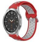 For Samsung  Galaxy Watch 4 Classic 46mm 20mm Perforated Breathable Sports Silicone Watch Band(Red+Grey) - 1