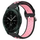 For Samsung Galaxy Watch 42mm 20mm Perforated Breathable Sports Silicone Watch Band(Black+Pink) - 1