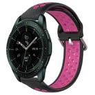 For Samsung Galaxy Watch 42mm 20mm Perforated Breathable Sports Silicone Watch Band(Black+Rose Red) - 1