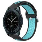 For Samsung Galaxy Watch 42mm 20mm Perforated Breathable Sports Silicone Watch Band(Black+Blue) - 1