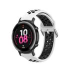 For Samsung Galaxy Watch Active 2 44mm 20mm Perforated Breathable Sports Silicone Watch Band(White+Black) - 1