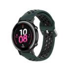 For Samsung Galaxy Watch Active 2 44mm 20mm Perforated Breathable Sports Silicone Watch Band(Olive Green+Black) - 1