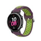 For Samsung Galaxy Watch Active 2 44mm 20mm Perforated Breathable Sports Silicone Watch Band(Purple+Lime) - 1
