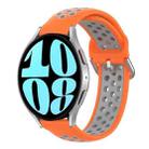 For Samsung Galaxy Watch 6 44mm 20mm Perforated Breathable Sports Silicone Watch Band(Orange+Grey) - 1