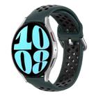 For Samsung Galaxy Watch 6 44mm 20mm Perforated Breathable Sports Silicone Watch Band(Olive Green+Black) - 1