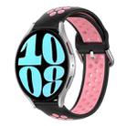 For Samsung Galaxy Watch 6 44mm 20mm Perforated Breathable Sports Silicone Watch Band(Black+Pink) - 1