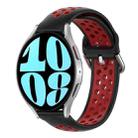 For Samsung Galaxy Watch 6 44mm 20mm Perforated Breathable Sports Silicone Watch Band(Black+ Red) - 1