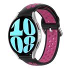 For Samsung Galaxy Watch 6 44mm 20mm Perforated Breathable Sports Silicone Watch Band(Black+Rose Red) - 1