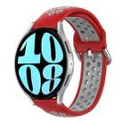 For Samsung Galaxy Watch 6 44mm 20mm Perforated Breathable Sports Silicone Watch Band(Red+Grey) - 1