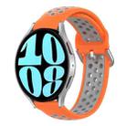 For Samsung Galaxy Watch 6 40mm 20mm Perforated Breathable Sports Silicone Watch Band(Orange+Grey) - 1