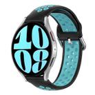 For Samsung Galaxy Watch 6 40mm 20mm Perforated Breathable Sports Silicone Watch Band(Black+Blue) - 1