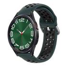 For Samsung Galaxy Watch 6 Classic 47mm 20mm Perforated Breathable Sports Silicone Watch Band(Olive Green+Black) - 1