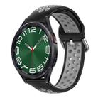 For Samsung Galaxy Watch 6 Classic 47mm 20mm Perforated Breathable Sports Silicone Watch Band(Black+ Grey) - 1