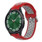 For Samsung Galaxy Watch 6 Classic 47mm 20mm Perforated Breathable Sports Silicone Watch Band(Red+Grey) - 1