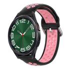 For Samsung Galaxy Watch 6 Classic 43mm 20mm Perforated Breathable Sports Silicone Watch Band(Black+Pink) - 1