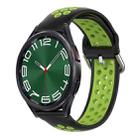 For Samsung Galaxy Watch 6 Classic 43mm 20mm Perforated Breathable Sports Silicone Watch Band(Black+ Lime) - 1