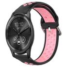 For Garmin Vivomove Trend 20mm Perforated Breathable Sports Silicone Watch Band(Black+Pink) - 1