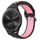 For Garmin Vivomove Sport 20mm Perforated Breathable Sports Silicone Watch Band(Black+Pink) - 1