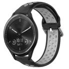 For Garmin Vivomove Sport 20mm Perforated Breathable Sports Silicone Watch Band(Black+ Grey) - 1