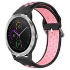 For Garmin Vivoactive3 20mm Perforated Breathable Sports Silicone Watch Band(Black+Pink) - 1