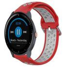 For Garmin Vivoactive3 Music 20mm Perforated Breathable Sports Silicone Watch Band(Red+Grey) - 1