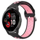 For Garmin Venu 2 Plus 20mm Perforated Breathable Sports Silicone Watch Band(Black+Pink) - 1