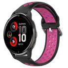 For Garmin Venu 2 Plus 20mm Perforated Breathable Sports Silicone Watch Band(Black+Rose Red) - 1