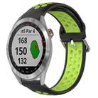 For Garmin Approach S40 20mm Perforated Breathable Sports Silicone Watch Band(Black+ Lime) - 1