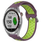 For Garmin Approach S40 20mm Perforated Breathable Sports Silicone Watch Band(Purple+Lime) - 1