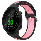 For Garmin Forerunner 158 20mm Perforated Breathable Sports Silicone Watch Band(Black+Pink) - 1