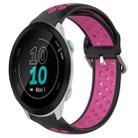 For Garmin Forerunner 55 20mm Perforated Breathable Sports Silicone Watch Band(Black+Rose Red) - 1