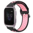 For Garmin Venu SQ 20mm Perforated Breathable Sports Silicone Watch Band(Black+Pink) - 1