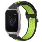 For Garmin Venu SQ 20mm Perforated Breathable Sports Silicone Watch Band(Black+ Lime) - 1