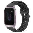 For Garmin Venu SQ 20mm Perforated Breathable Sports Silicone Watch Band(Black) - 1