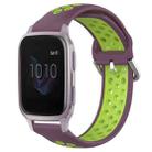 For Garmin Venu SQ 20mm Perforated Breathable Sports Silicone Watch Band(Purple+Lime) - 1