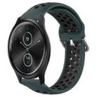 For Garmin VivoMove Style 20mm Perforated Breathable Sports Silicone Watch Band(Olive Green+Black) - 1