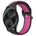 For Garmin VivoMove Style 20mm Perforated Breathable Sports Silicone Watch Band(Black+Rose Red) - 1