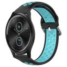For Garmin VivoMove Style 20mm Perforated Breathable Sports Silicone Watch Band(Black+Blue) - 1