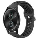 For Garmin VivoMove Style 20mm Perforated Breathable Sports Silicone Watch Band(Black) - 1