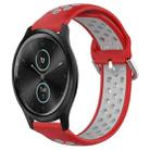 For Garmin VivoMove Style 20mm Perforated Breathable Sports Silicone Watch Band(Red+Grey) - 1