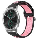 For Garmin VivoMove Luxe 20mm Perforated Breathable Sports Silicone Watch Band(Black+Pink) - 1