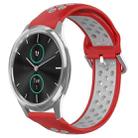 For Garmin VivoMove Luxe 20mm Perforated Breathable Sports Silicone Watch Band(Red+Grey) - 1