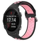 For Garmin Forerunner 245 20mm Perforated Breathable Sports Silicone Watch Band(Black+Pink) - 1
