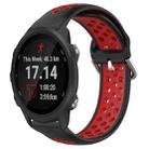 For Garmin Forerunner 245 20mm Perforated Breathable Sports Silicone Watch Band(Black+ Red) - 1