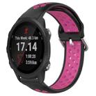 For Garmin Forerunner 245 20mm Perforated Breathable Sports Silicone Watch Band(Black+Rose Red) - 1