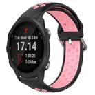 For Garmin Forerunner 245 Music 20mm Perforated Breathable Sports Silicone Watch Band(Black+Pink) - 1