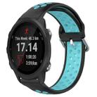 For Garmin Forerunner 245 Music 20mm Perforated Breathable Sports Silicone Watch Band(Black+Blue) - 1